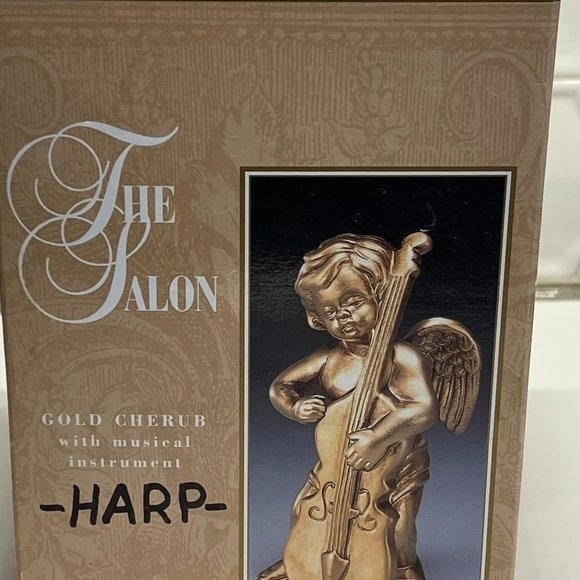 Vintage Cherub Angel Wall Art figurines resin gold with musical instruments - Picture 10 of 10